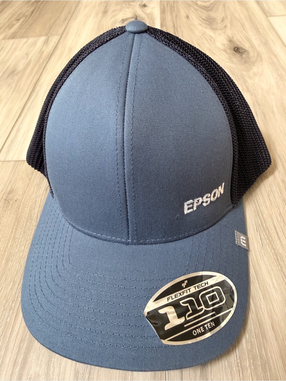 NWT Epson Flexfit 110 Trucker Hat Mesh Snapback Cap Blue Black